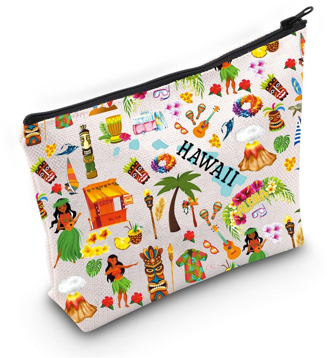 Hawaii Family Holiday Gift Hawaii Icons Makeup Bag Hawaiian Cosmetic Bag Summer Pool Party Gift, Hawaii Icons Bag
