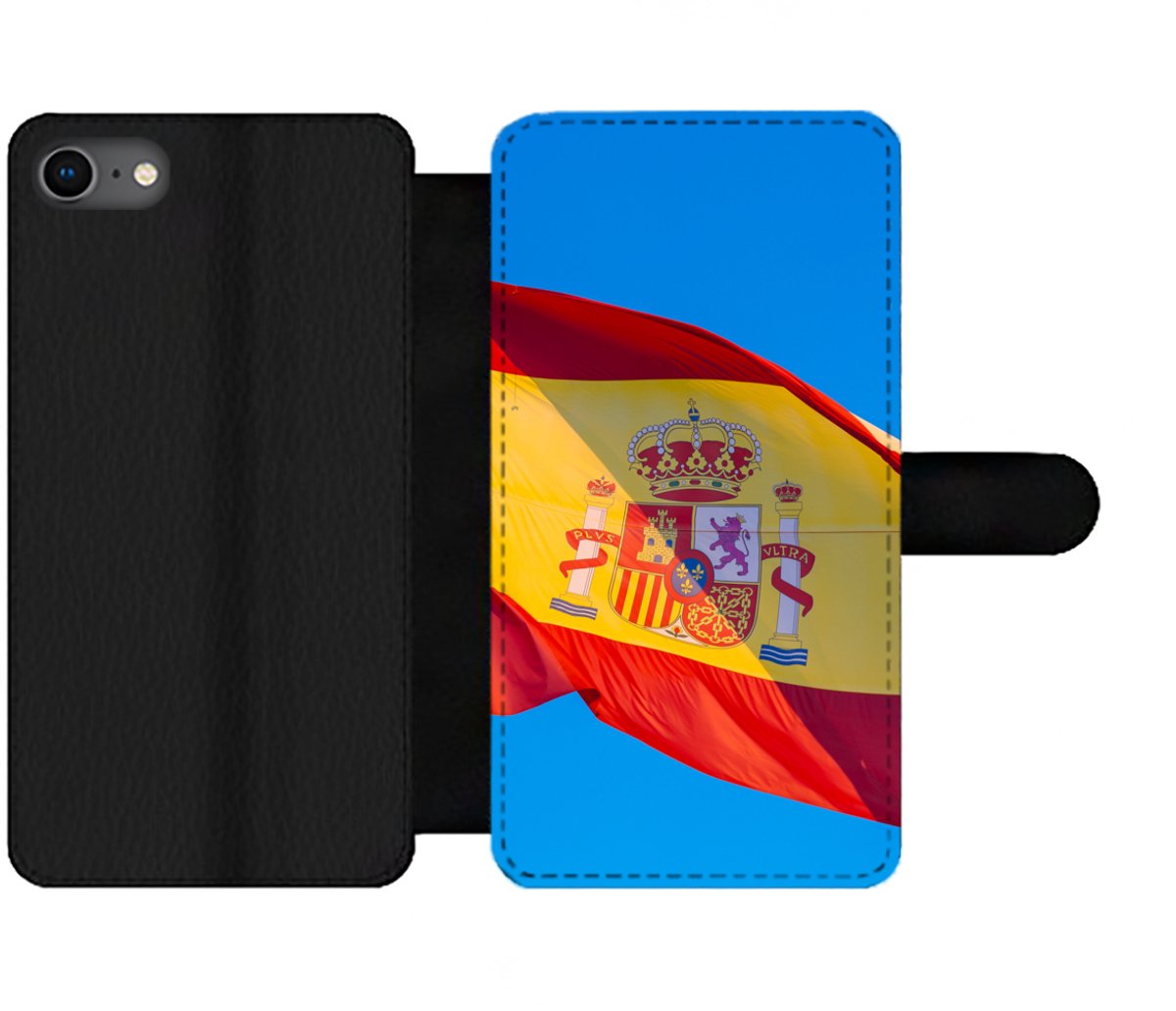 Telefoonhoesje Geschikt voor iPhone SE 2020 telefoonhoesje - De nationale vlag van Spanje - Met vakjes - Wallet case met magneetsluiting