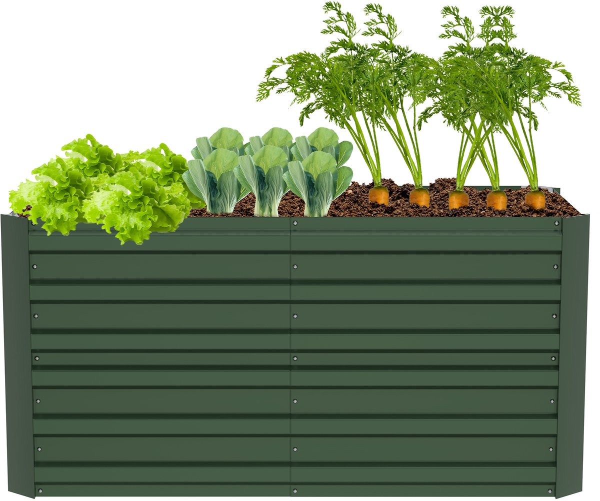120 x 60 x 58cm Verhoogd Bed Metal Planter Verhoogd Bed Kit voor Kruid Bed Groente Bed Planting Box Garden Box Koude Frame teelt voor bloemen, fruit, groenten (Groen, Rechthoekig)