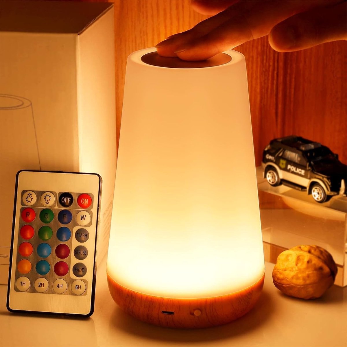 Nachtlampje voor volwassenen - Nachtlampje voor de slaapkamer - USB-oplaadbaar nachtlampje - Leeslampje - Wekker - LED-lampje - Leeslampje voor volwassenen - Aanraakbediening - Afstandsbediening