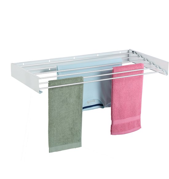 Étendoir mural pliable - 15 x 100 x 50 cm - intérieur - extérieur - blanc