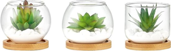KADAX Keramische vetplanten in pot, kunstplanten, kleine kunstplant, decoratieve plant voor woonkamer, kantoor, hoogte 16 cm, wit