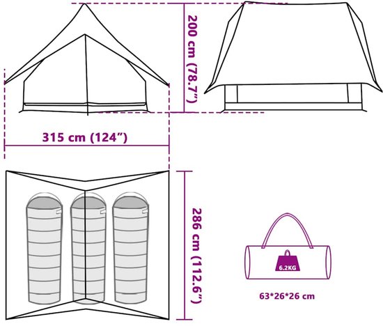 vidaXL - Gezinstent - A-Frame - 7-Persoons - Groen - Waterdicht van Vidaxl — afbeelding 4