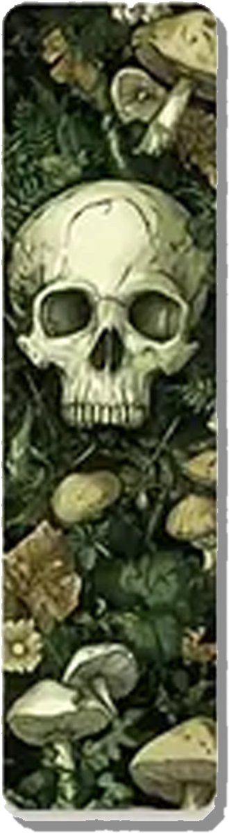 Boekenlegger Bladwijzer – Schedel en Paddenstoelen – 15x4 cm – Gothic Botanisch – Enkelzijdig karton