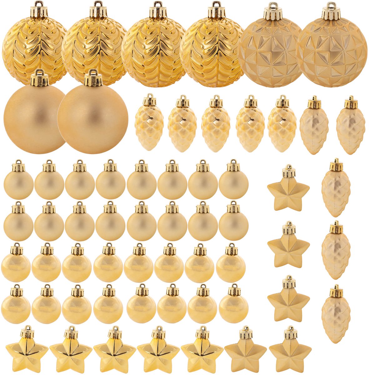 KADAX Kerstballen, van kunststof, set van 60 ballen, kerstballen, kerstboomversiering, kerstdecoratie (goud)