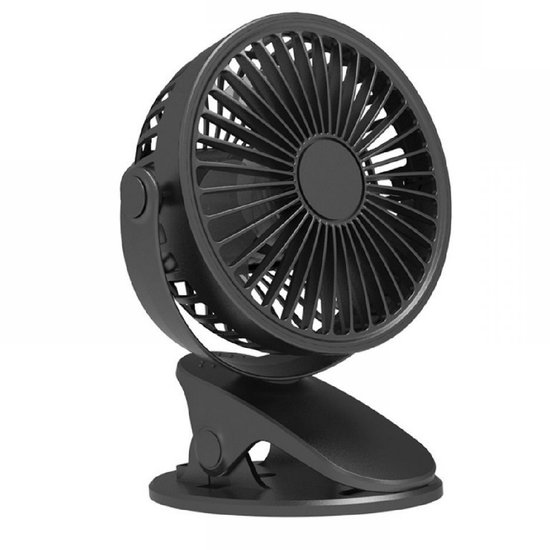 Draagbare miniventilator met clip, 3 snelheden, 360° verstelbaar, oplaadbaar, stil voor thuis en kantoor