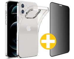 Hoesje en Privacy Screenprotector Combi Geschikt Voor iPhone 11 - Transparant Hoesje + Privacy Glas