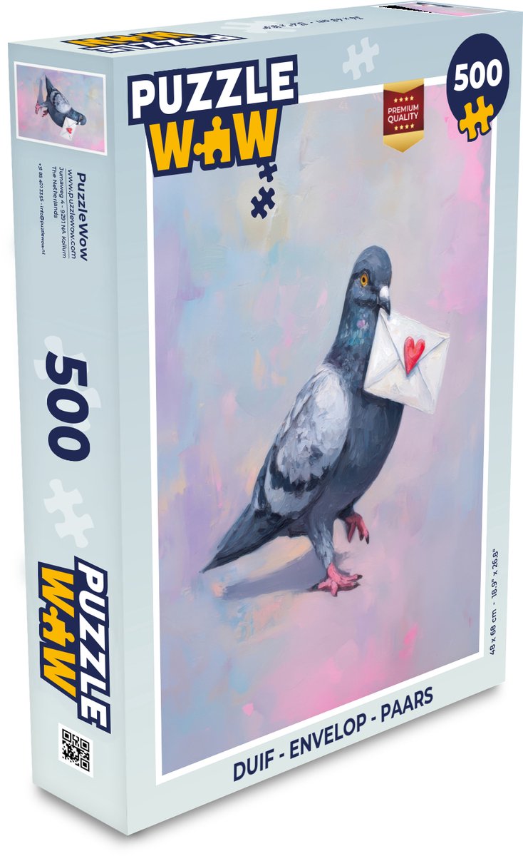 Puzzel Duif - Envelop - Paars - Legpuzzel - Puzzel 500 stukjes