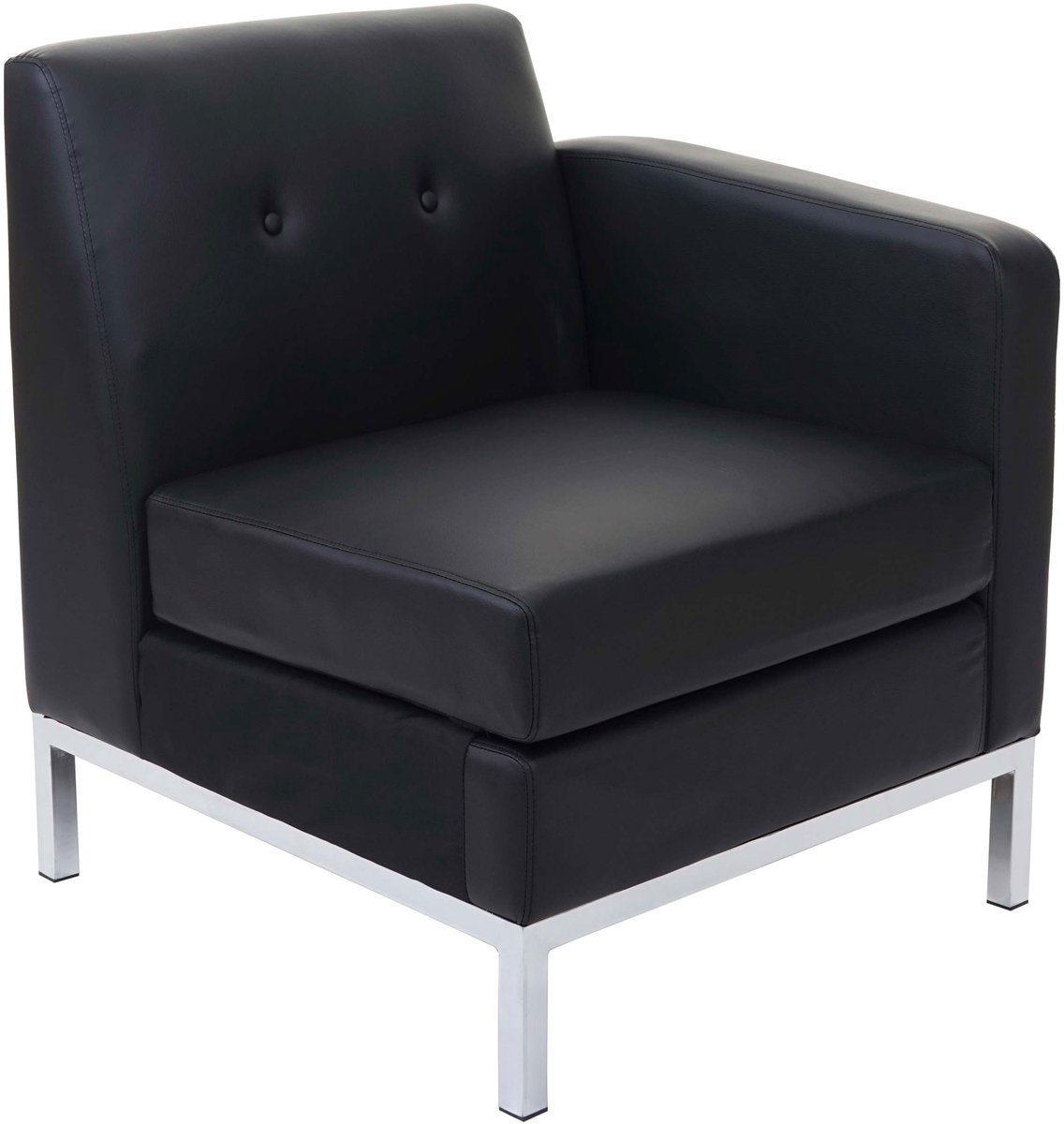 MCW Fauteuil MCW-C19, modulaire bank zijelement rechts met armleuning, uitschuifbaar kunstleer ~ zwart