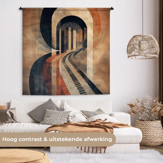 Wandkleed 120x120 cm - Wanddoek Piano - Toetsen - Abstract - Wandtapijt - Wandkleden