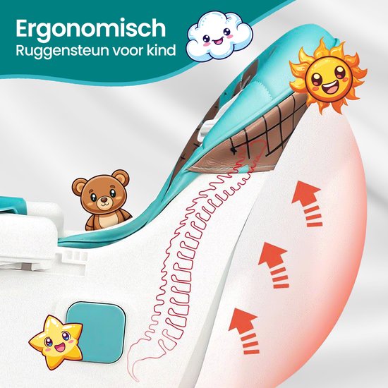 Velox Goods VL-509 Baby Stoel - Compacte, Verstelbare en Opvouwbare Kinderstoel met Veiligheidsgordel, Opbergmand en Speels Design - Geschikt voor Kinderen van 6 Maanden tot 4 Jaar van Velox — afbeelding 3
