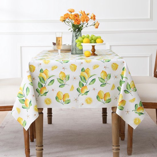 Anro Tafelkleed, stof, afwasbaar, tafellinnen, tafelzeil, katoen, polyester, voor binnen en buiten, citroen, 100 x 140 cm Anro Tafelkleed, stof, afwasbaar, tafellinnen, tafelzeil, katoen, polyester, voor binnen en buiten, citroen, 100 x 140 cm
