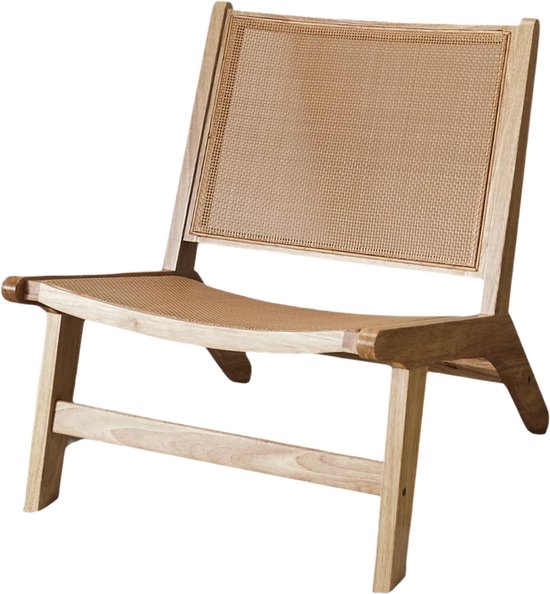 MISOU Bali Chair - Fauteuil - sans accoudoirs - Fauteuil relax - Rotin - Bois - Lounge - Chaise - Fauteuil relax - avec dossier