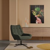 Draaifauteuil Vrijhoeve - Stof - Groen - 73x88x82 cm (BxHxD) - Met Armleuning