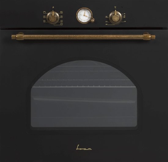 Four encastrable Fram – 60 L – 7 fonctions de cuisson – Design rétro – Minuterie analogique – Fonction grill – Classe énergétique A – Garantie 5 ans – Zwart