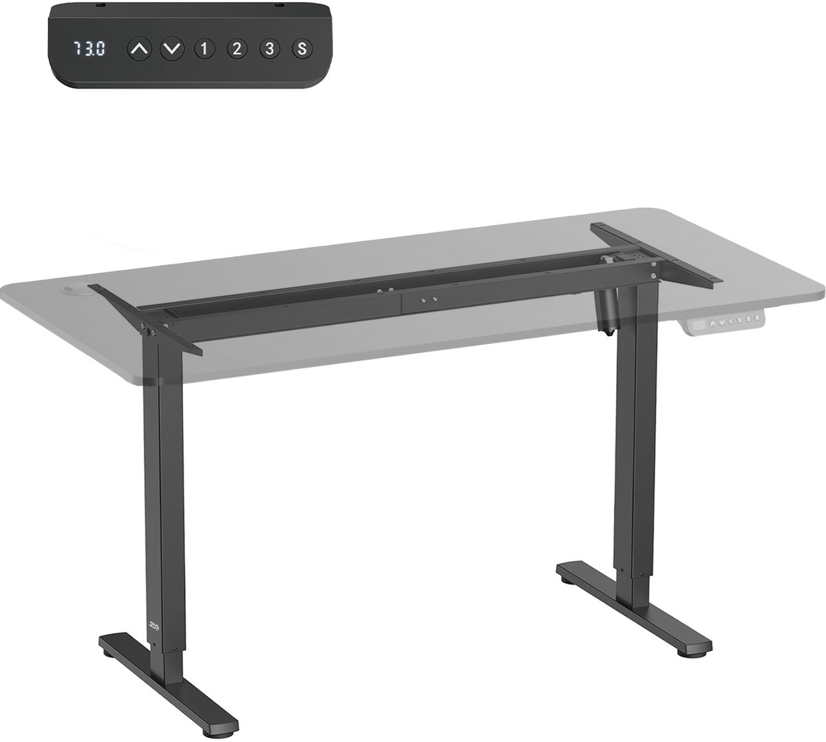 Ergo Office elektrisch in hoogte verstelbaar bureau, max. hoogte 1160mm, max - 80 kg, zonder tafelblad, zwart, ER-400 B