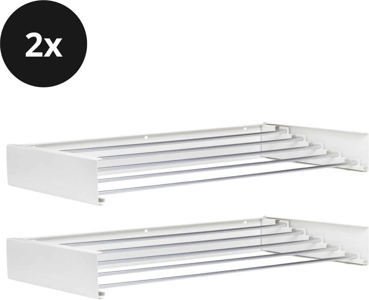 Vitapur Wasrek 2 stuks - Droogrek inklapbaar - Droogrekken - Wasrek hangend - Wasdroogrek - Droogrek inklapbaar - 80 x 40 cm - 4 meter drooglengte - Wit - 2 stuks