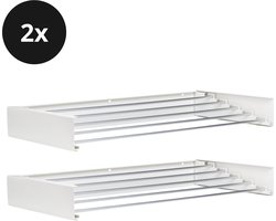 Vitapur Wasrek 2 stuks - Droogrek inklapbaar - Droogrekken - Wasrek hangend - Wasdroogrek - Droogrek inklapbaar - 80 x 40 cm - 4 meter drooglengte - Wit - 2 stuks