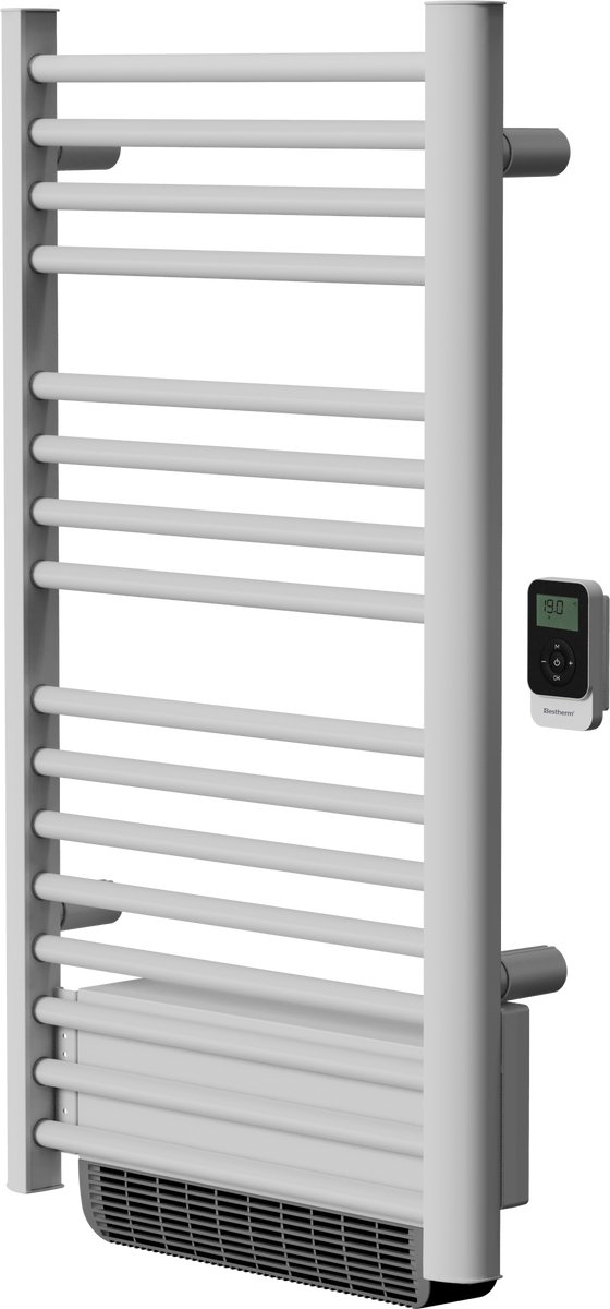 Bestherm Hestia Radiator - Elektrische Handdoekdroger met blazer - 500W + 1000W - LCD scherm - Programeerbare thermostaat - Wit
