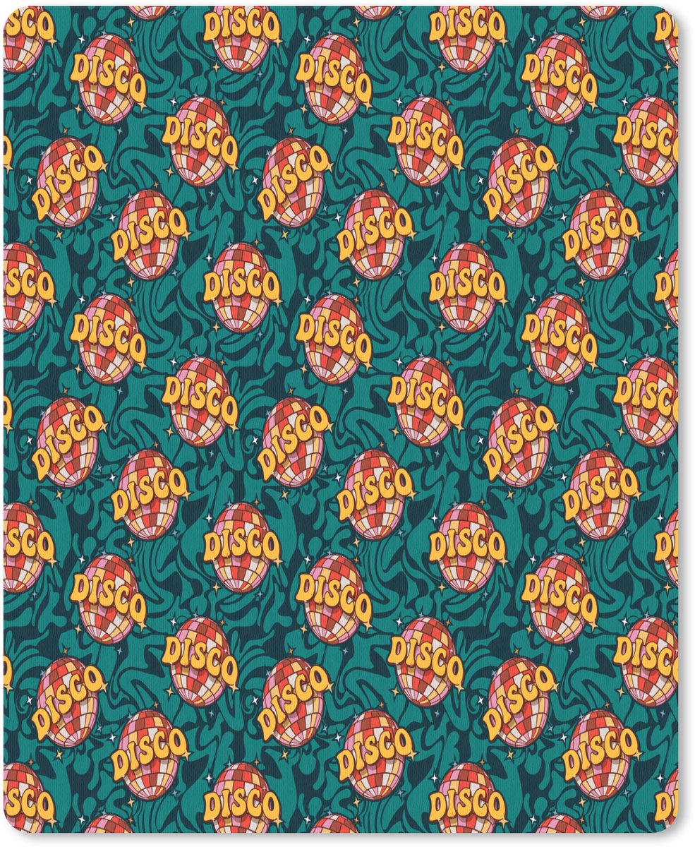 Muismat 19x23 cm - Mousepad Groen - Disco - Patroon - Muismatten
