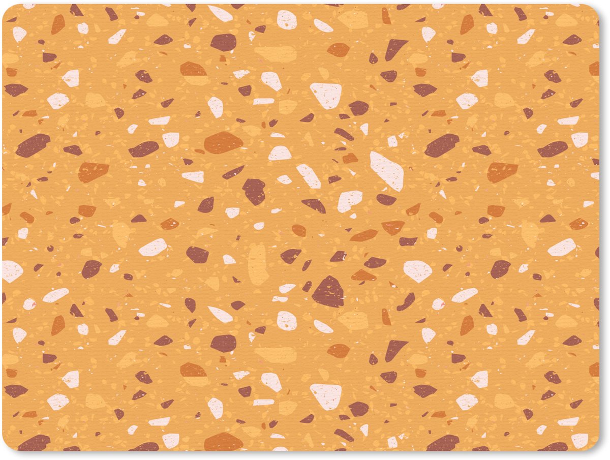 Muismat 23x19 cm - Mousepad Terrazzo - Patroon - Okergeel - Muismatten