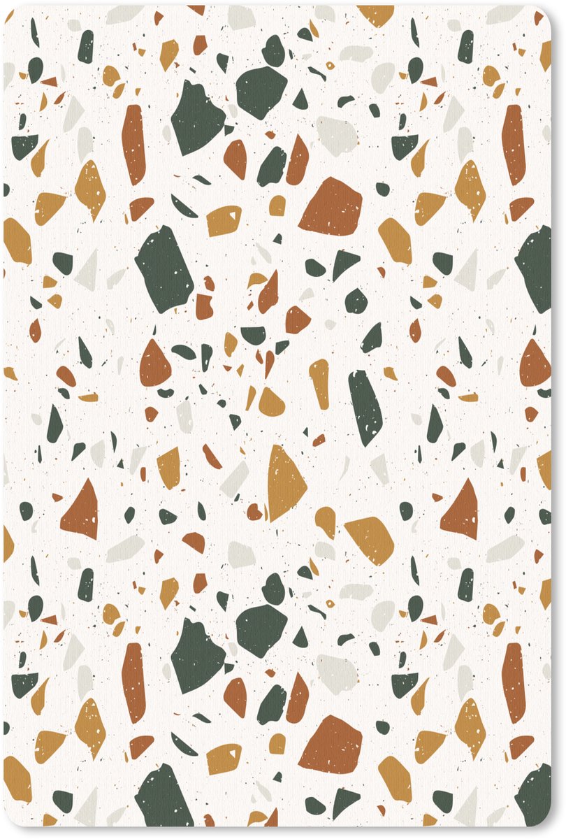 Muismat 18x27 cm - Mousepad Terrazzo - Patroon - Wit - Terra - Muismatten