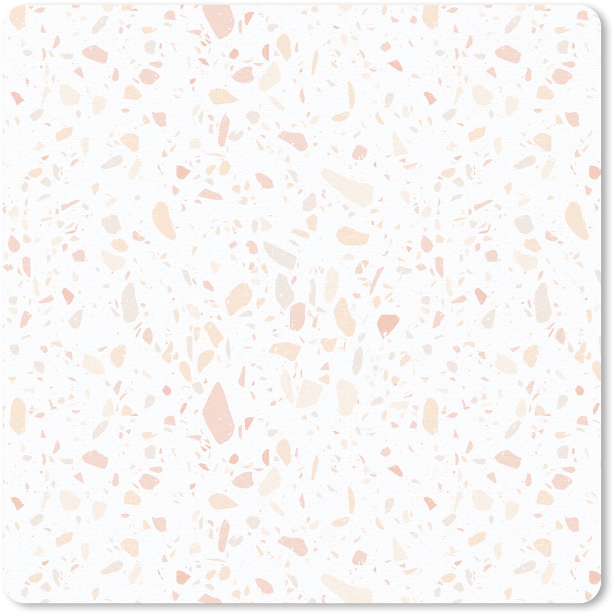 Muismat 30x30 cm - Mousepad Terrazzo - Patroon - Wit - Perzik - Muismatten