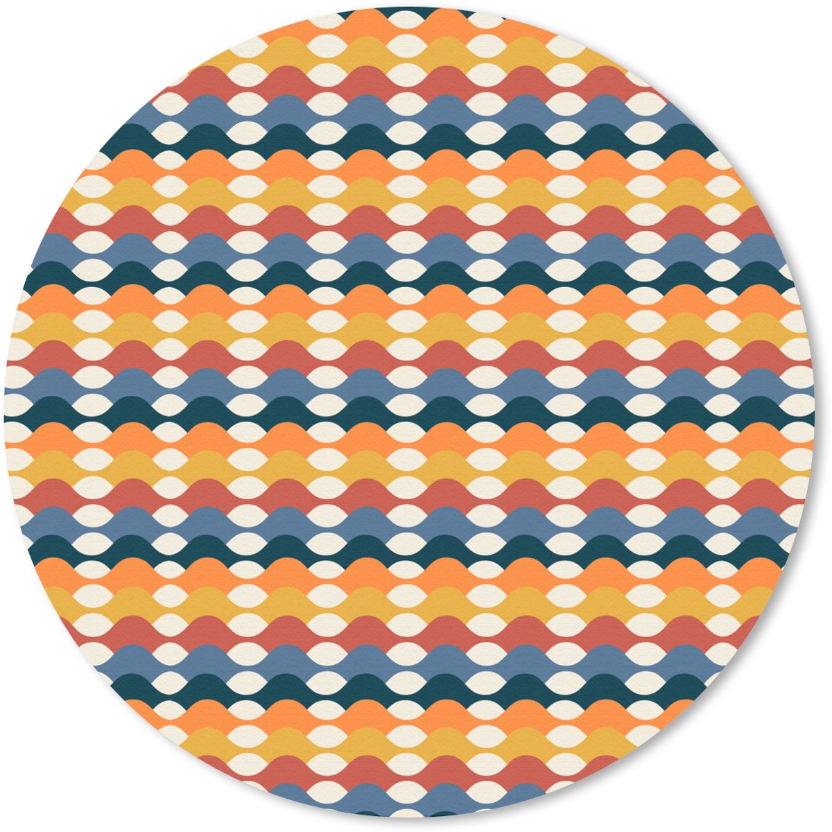 Muismat rond 20x20 cm - Mousepad Retro - Disco - Golven - Ronde muismatten