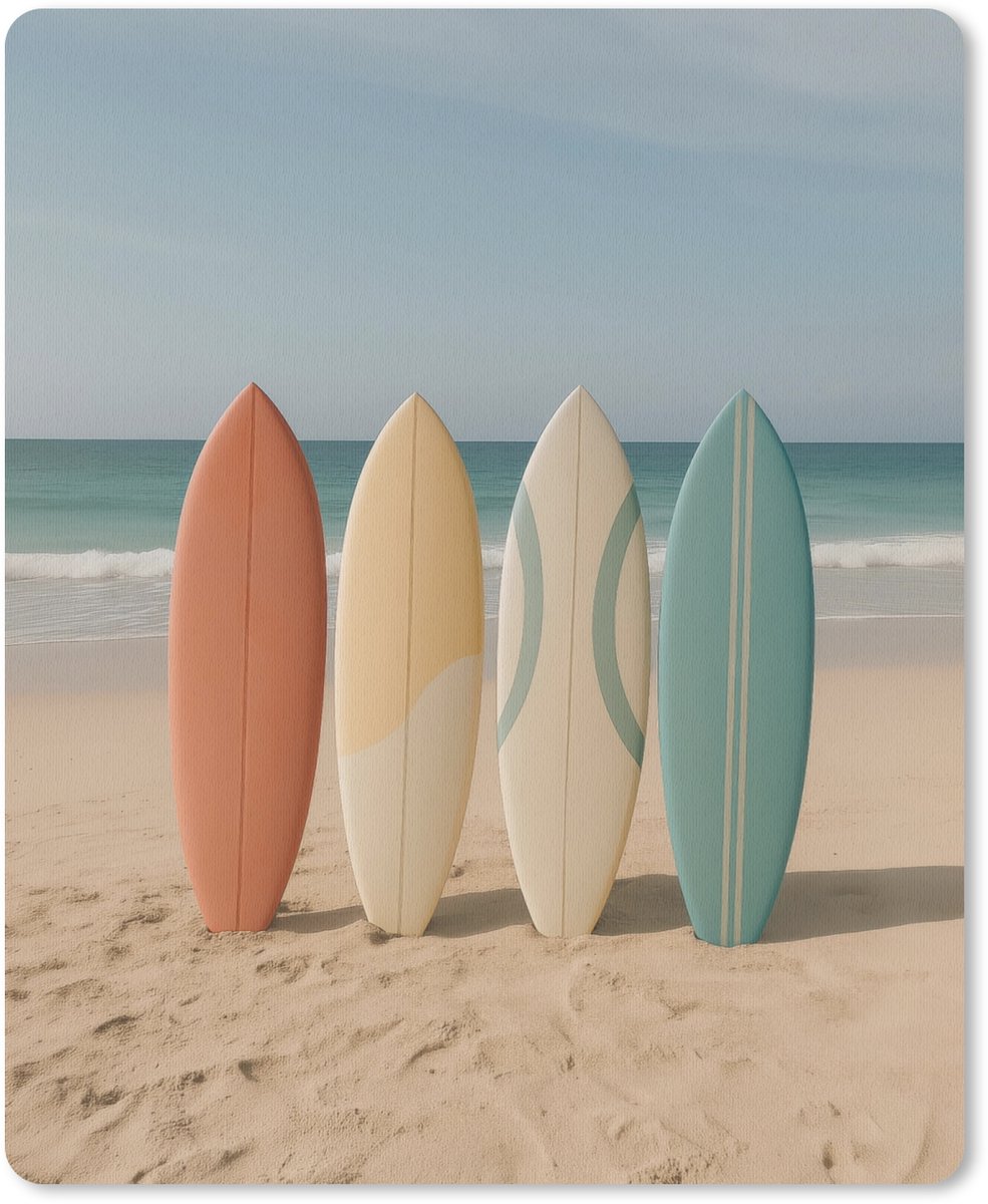 Muismat 19x23 cm - Mousepad Strand - Surfbord - Pastel - Muismatten