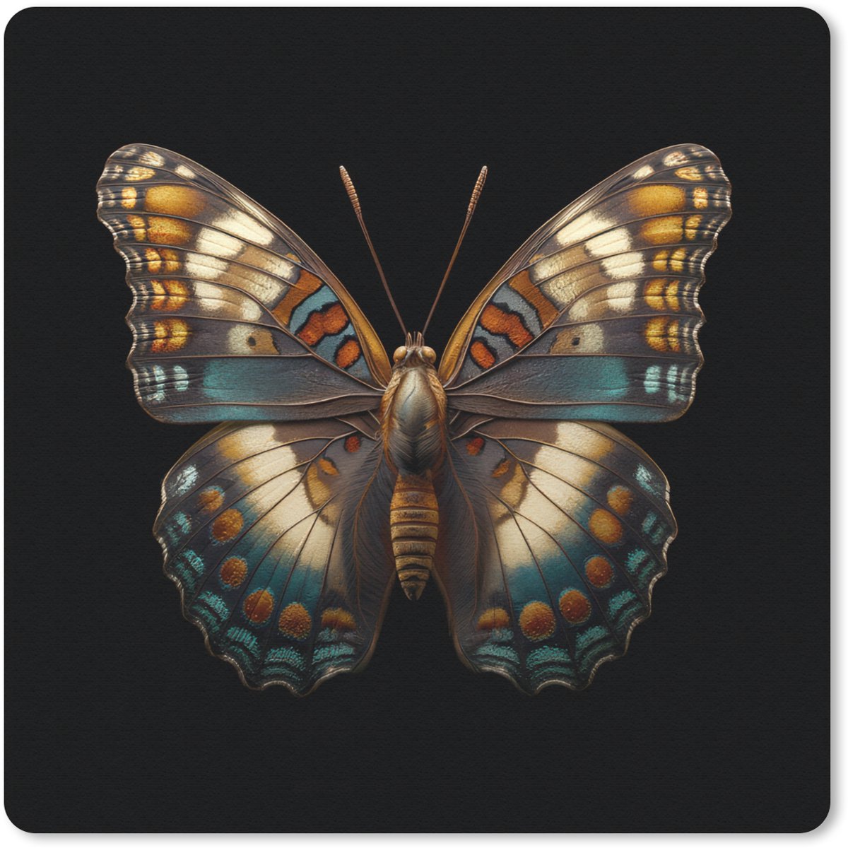 Muismat 30x30 cm - Mousepad Vlinder - Kleurrijk - mozaïekachtig - Muismatten