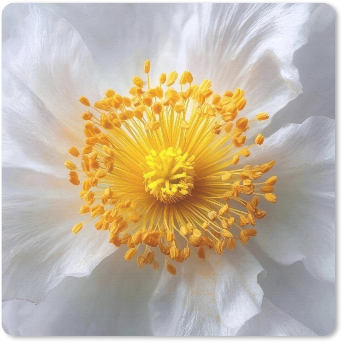 Muismat 20x20 cm - Mousepad Wit - Bloem - Elegant - Muismatten