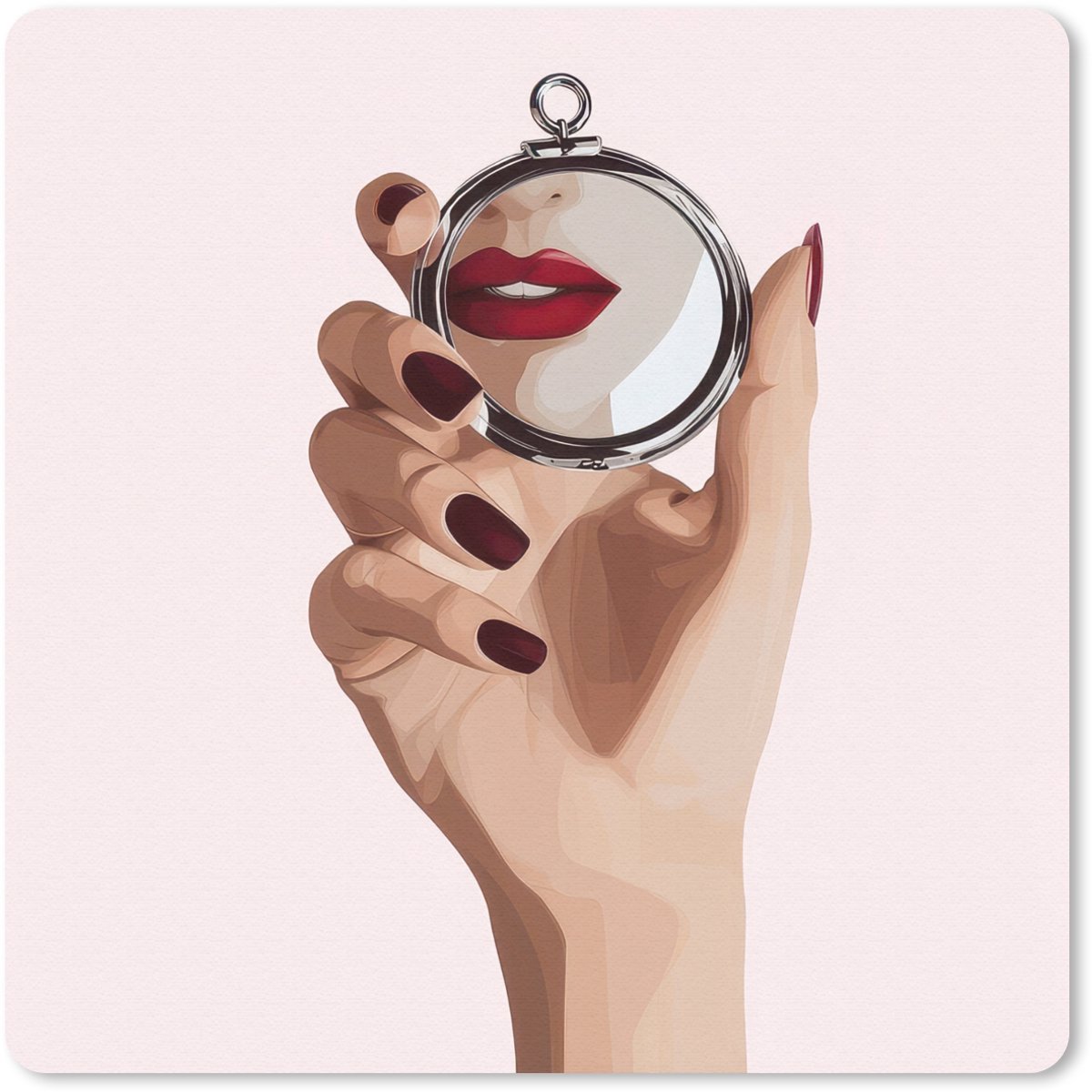 Muismat 30x30 cm - Mousepad Spiegel - Rode lippen - Muismatten