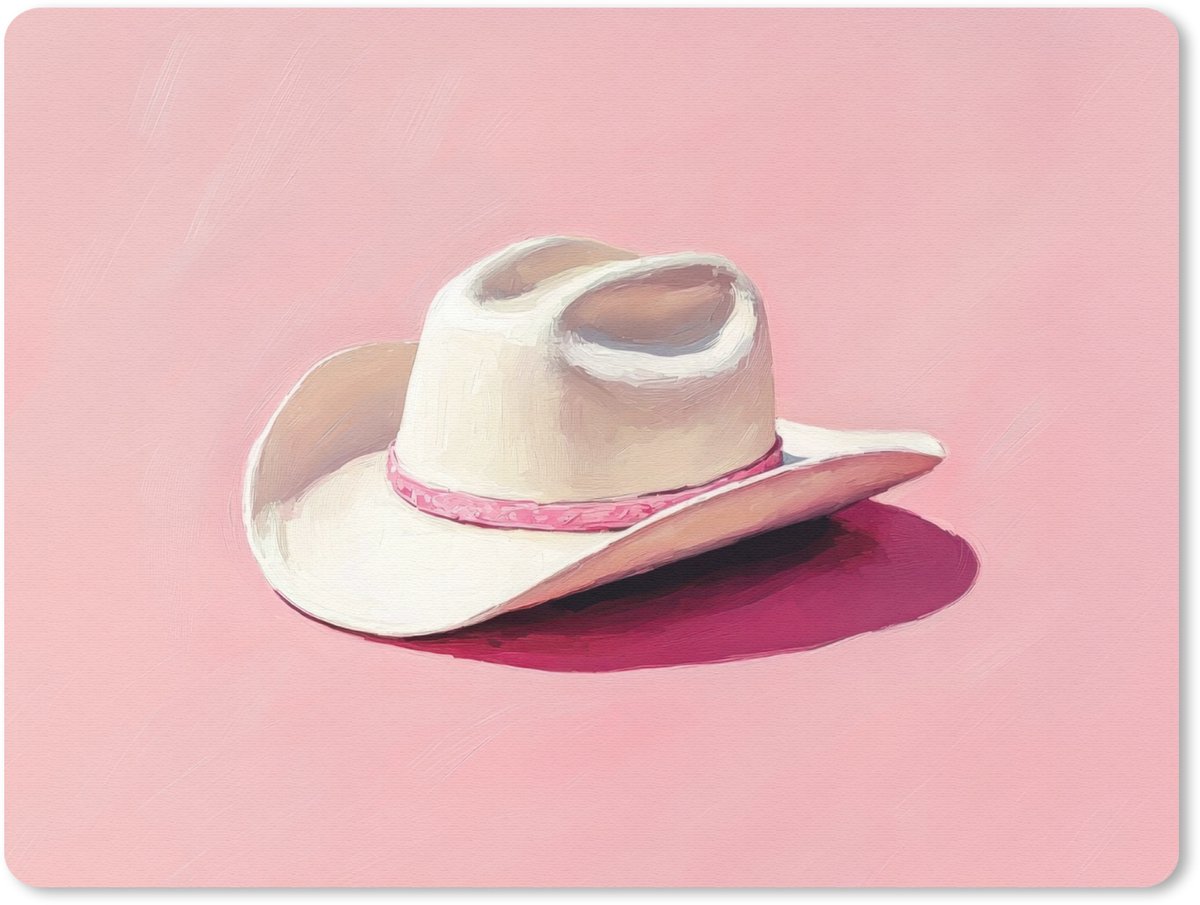 Muismat 23x19 cm - Mousepad Zomers - Hoed - Roze - Muismatten