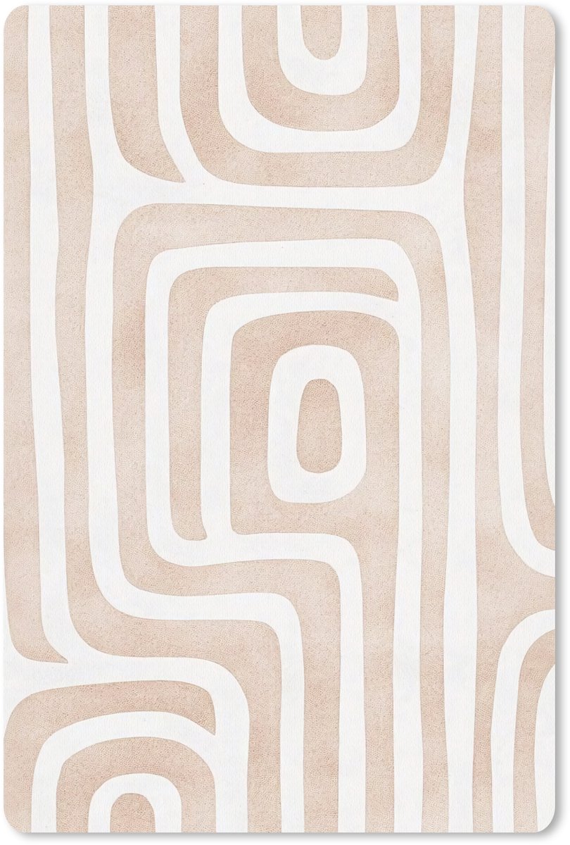 Muismat 18x27 cm - Mousepad Decoratief - Labyrint - Beige - Muismatten
