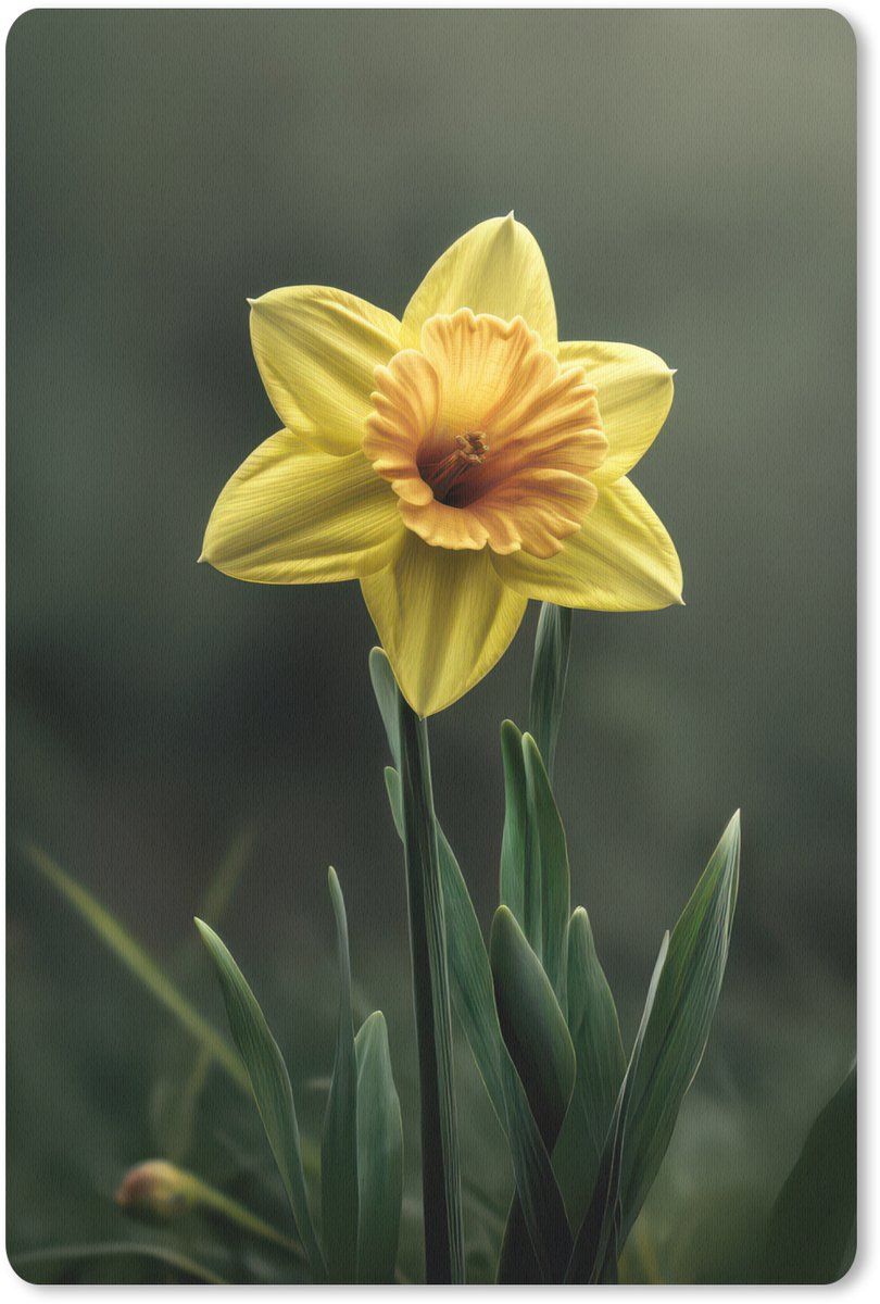Muismat 18x27 cm - Mousepad Bloem - Narcis - Gras - Geel - Muismatten