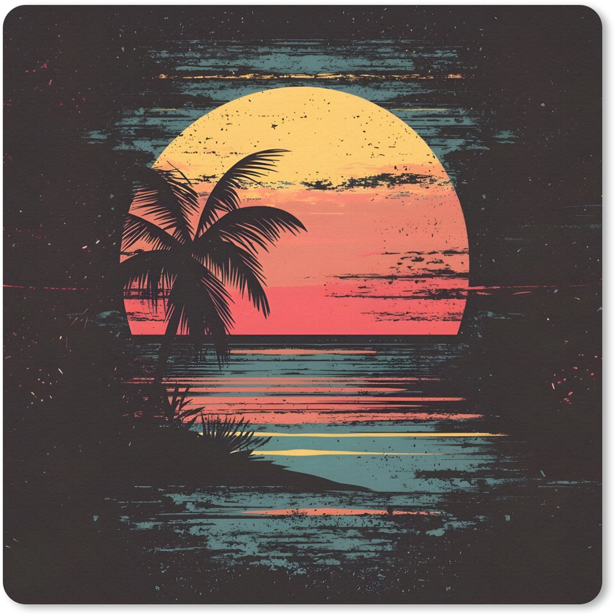Muismat 20x20 cm - Mousepad Strand - Minimalistisch - Zon - Oranje - Muismatten