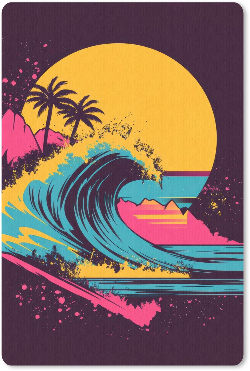 Muismat 18x27 cm - Mousepad Golf - Kleurrijk - Zon - Palmbomen - Muismatten