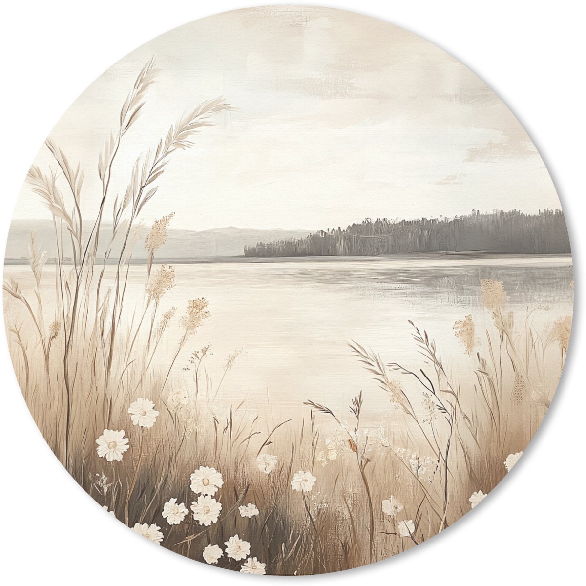 Muismat rond 40x40 cm - Mousepad Meer - Water - Natuur - Beige - Ronde muismatten