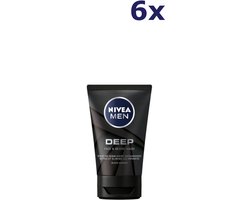 Nivea Men Deep Face + Beard Wash - 6x100ml - Voordeelverpakking