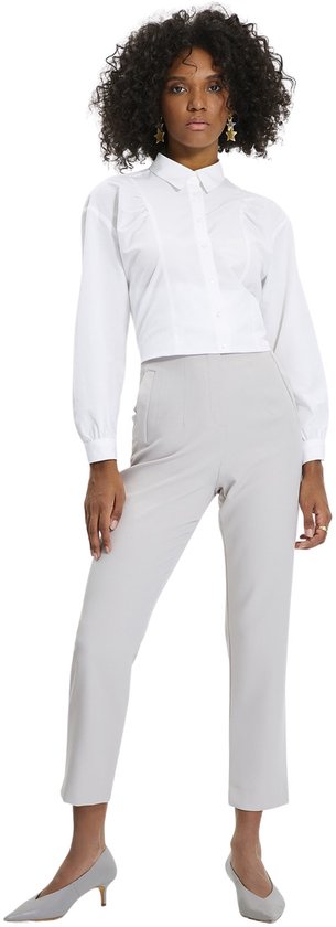 Trendyol Witte Sigarettenpatroon Darted Hoge Taille Enkellange Geweven Stoffen Broek Twoss20Pl0515