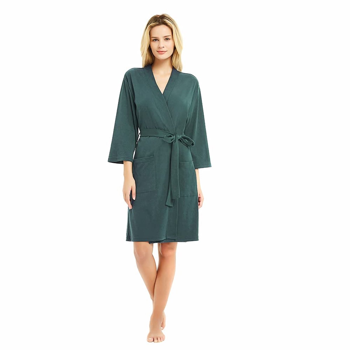 Dames Badjas - Lichtgewicht - 100% Katoen - Turkooisblauw - Maat M