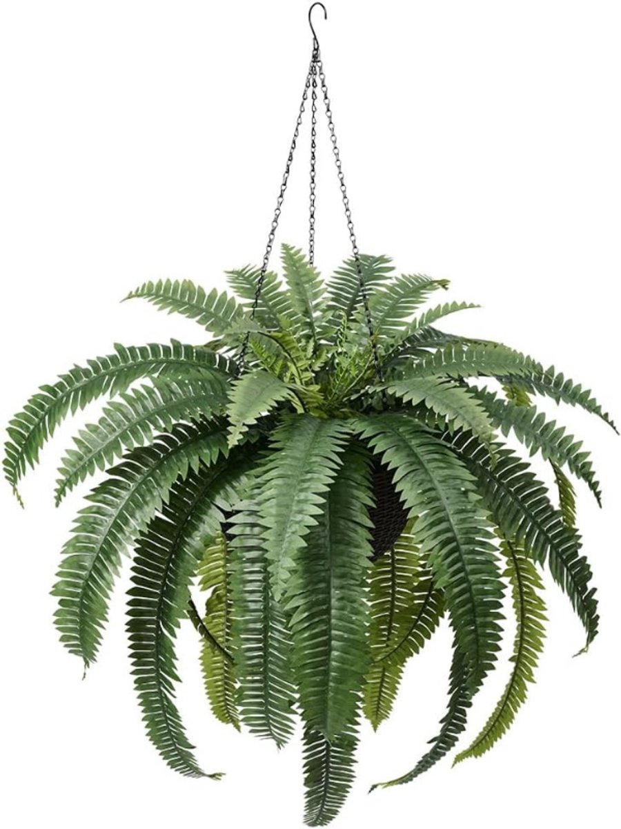 BOG 1 Stuk Kunstmatige Bostonvaren - 120 cm - Natuurlijke Nepplant Met 33 Bladeren - UV-Bestendig - Hangpot - Grote Kunstplant Voor Woonkamer - Balkon - Tuin - Thuis GROEN