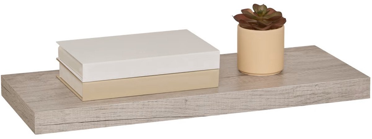5Five® 5five Zwevende wandplank Bassline - bruin eiken - 60 cm - hout/MDF - boekenplank - muurplank - opbergplank - hangplank