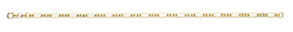 Fjory Fantasie schakel geel 3mm breed met 3 tussen ogen