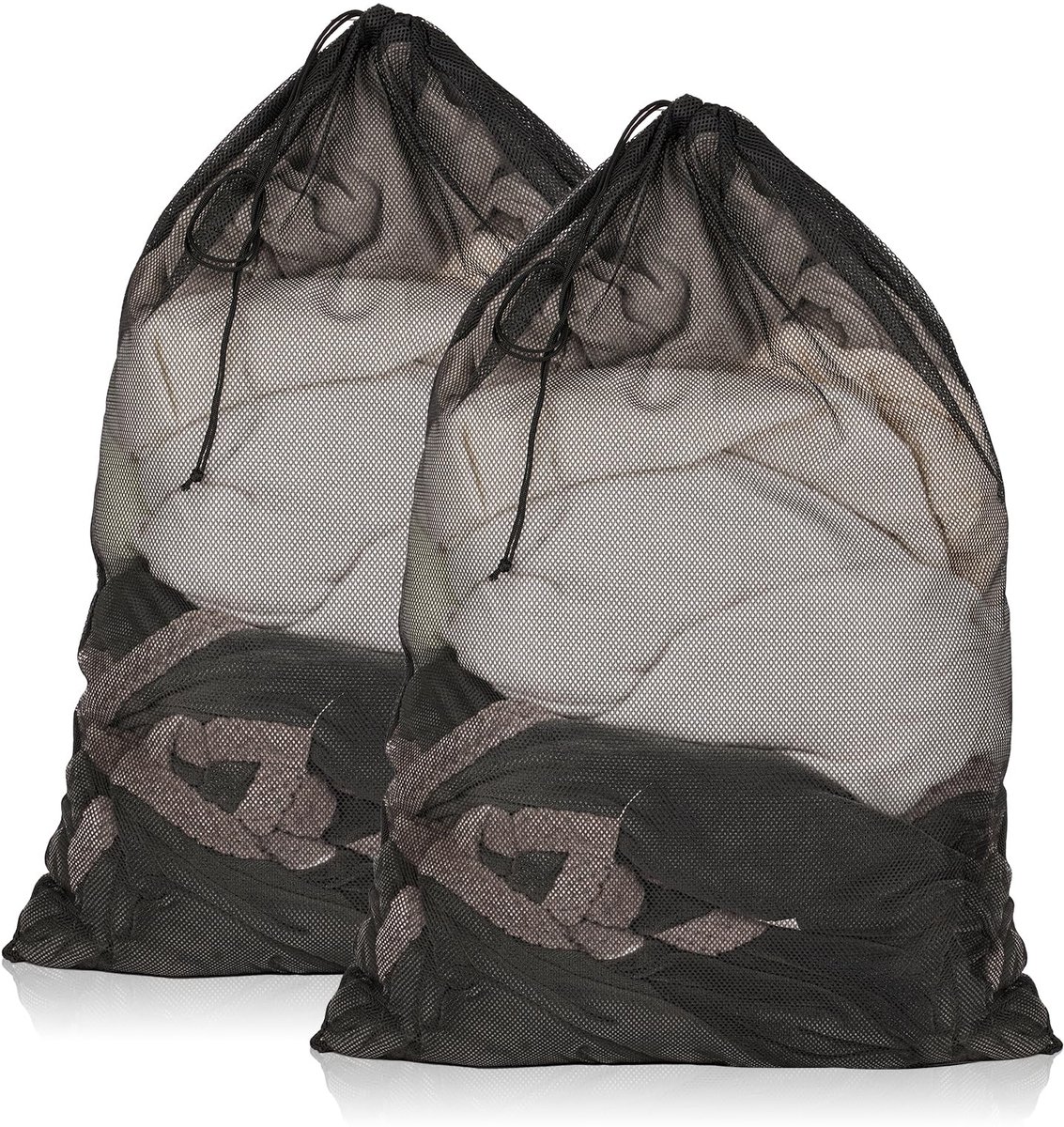 2-pack, mesh waszakken, 23 x 34 inch, stevige mesh waszakken voor studenten, studentenhuizen, reizen, thuis en appartementen, zwart