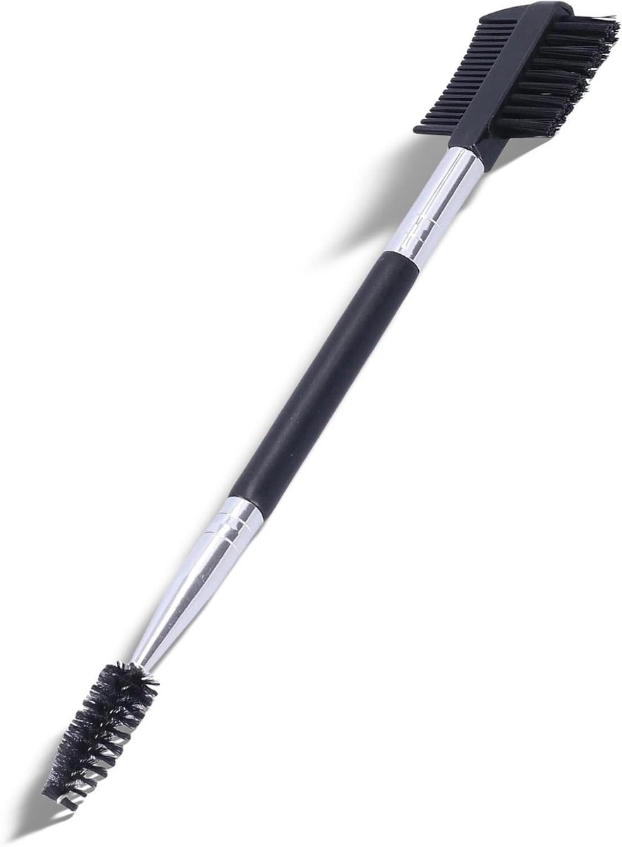 Dubbele Wenkbrauw- en Wimperkam met Borstel voor Make-up - Voor Mengen en Vormgeven