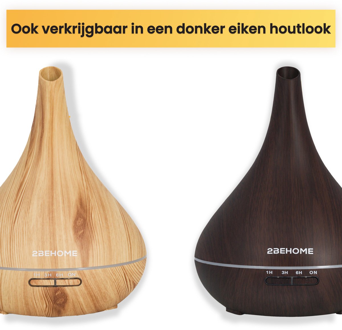 2BEHOME Aroma Diffuser met 2 Etherische Oliën & Afstandsbediening - 550ML - Aroma Diffuser Luchtbevochtiger - Etherische olie diffuser - Essentiele olie Aromadiffusers - Geurverspreider voor Aromatherapie - Lichte Houtlook — cadeau in Wonen & Interieur - foto 7