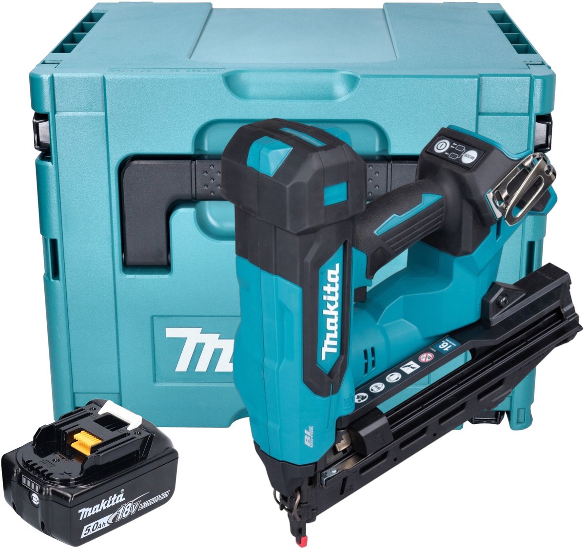 Makita DBN 610 T1J accu spijkerapparaat 18 V 32 - 64 mm borstelloos + 1x accu 5.0 Ah + Makpac - zonder lader
