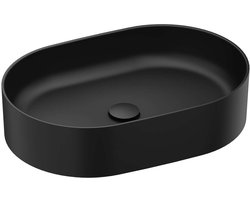 Ravak Ceramic - Opbouw wastafel, 55x37 cm, zonder overloop, mat zwart XJX0D155000