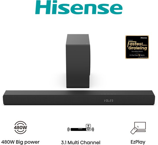 Hisense HS3100 soundbar luidspreker Zwart 3.1 kanalen 480 W van Hisense — afbeelding 4